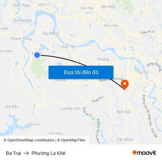 Ba Trại to Phường La Khê map