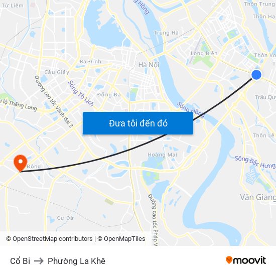 Cổ Bi to Phường La Khê map