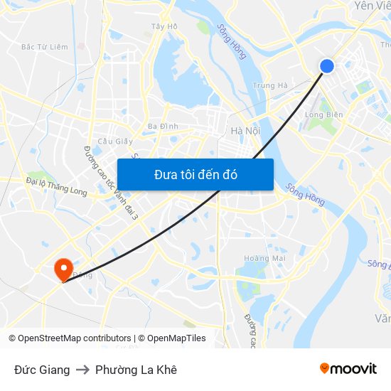 Đức Giang to Phường La Khê map