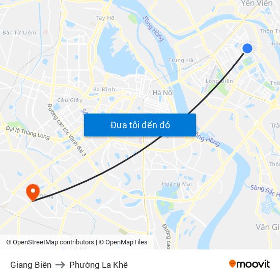 Giang Biên to Phường La Khê map