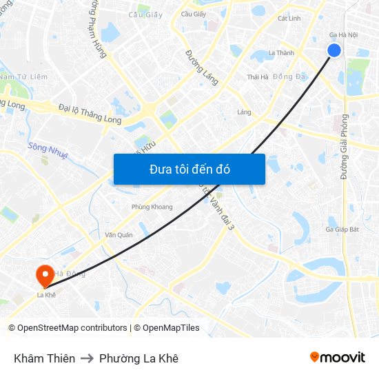 Khâm Thiên to Phường La Khê map