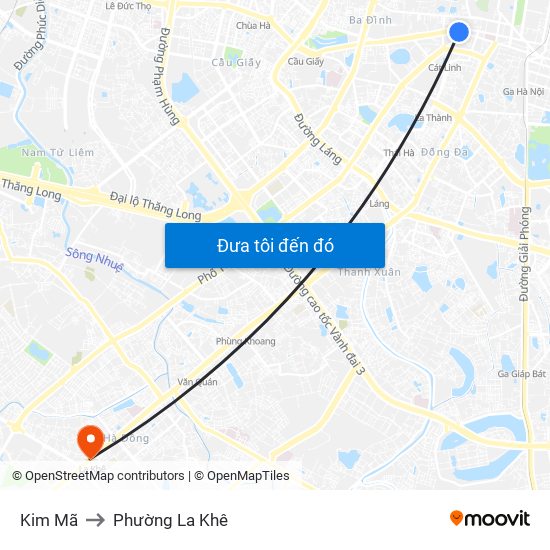 Kim Mã to Phường La Khê map