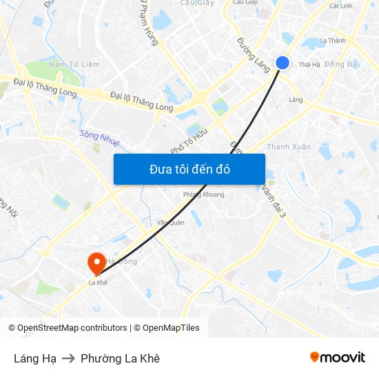 Láng Hạ to Phường La Khê map