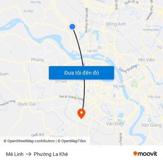 Mê Linh to Phường La Khê map