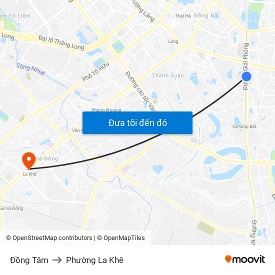 Đồng Tâm to Phường La Khê map