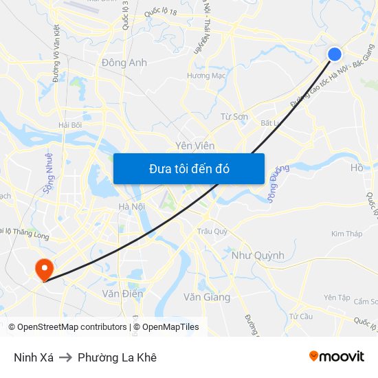 Ninh Xá to Phường La Khê map