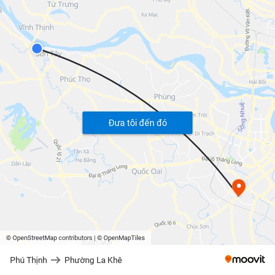 Phú Thịnh to Phường La Khê map