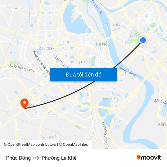 Phúc Đồng to Phường La Khê map