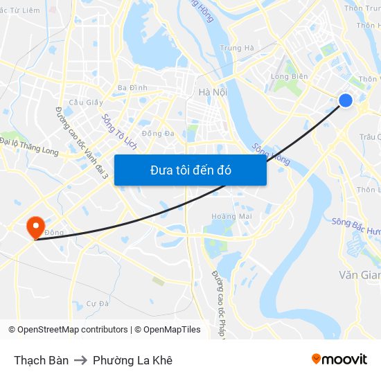 Thạch Bàn to Phường La Khê map