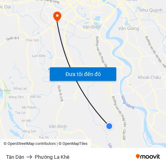 Tân Dân to Phường La Khê map