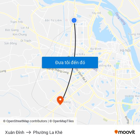 Xuân Đỉnh to Phường La Khê map