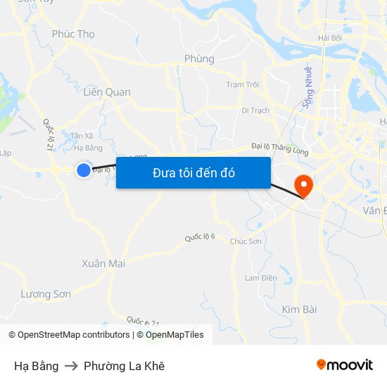 Hạ Bằng to Phường La Khê map