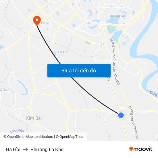 Hà Hồi to Phường La Khê map