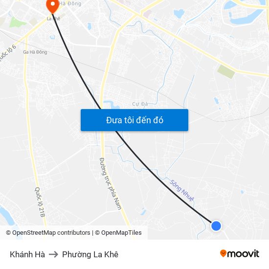 Khánh Hà to Phường La Khê map
