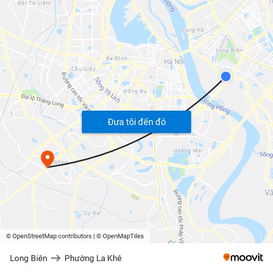 Long Biên to Phường La Khê map