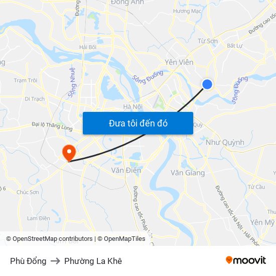 Phù Đổng to Phường La Khê map