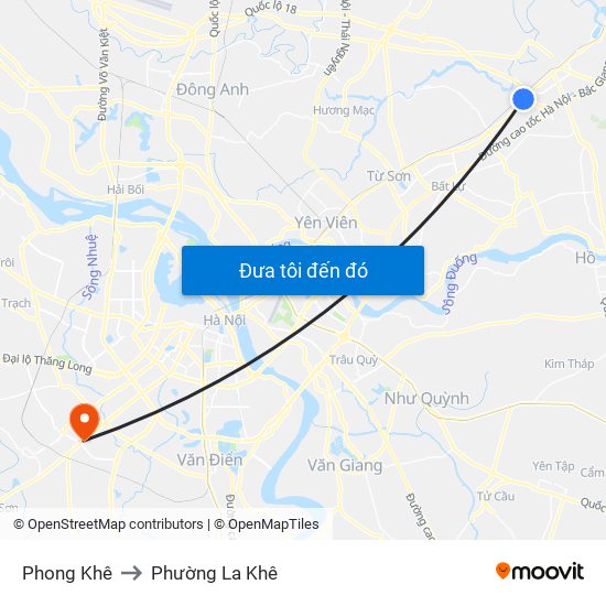 Phong Khê to Phường La Khê map
