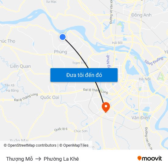 Thượng Mỗ to Phường La Khê map