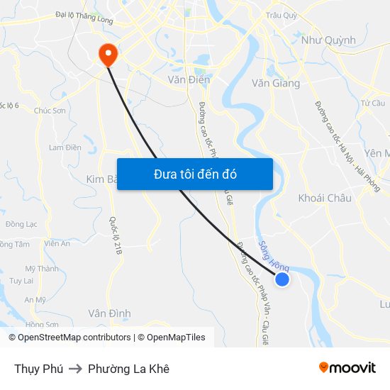 Thụy Phú to Phường La Khê map