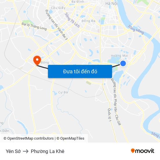 Yên Sở to Phường La Khê map