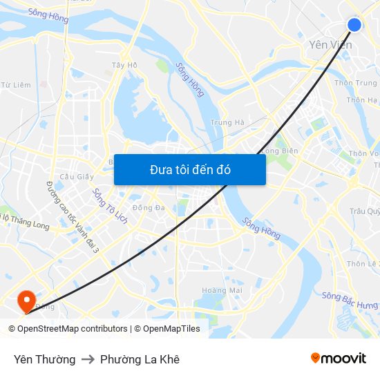 Yên Thường to Phường La Khê map