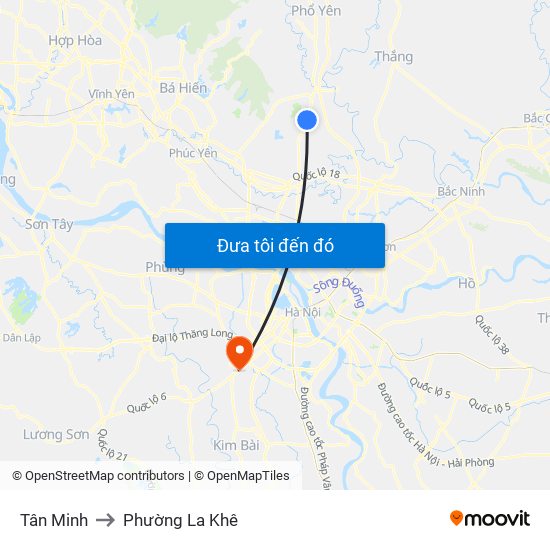 Tân Minh to Phường La Khê map