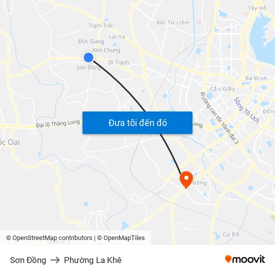 Sơn Đồng to Phường La Khê map