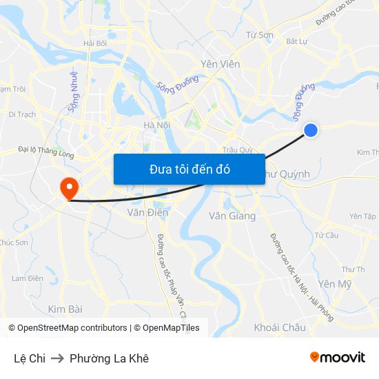 Lệ Chi to Phường La Khê map