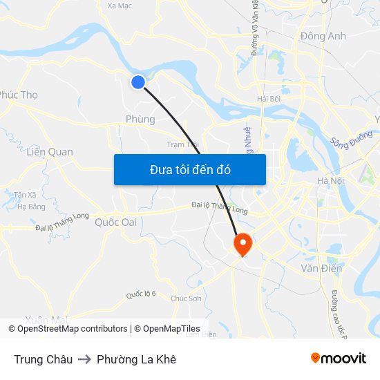 Trung Châu to Phường La Khê map