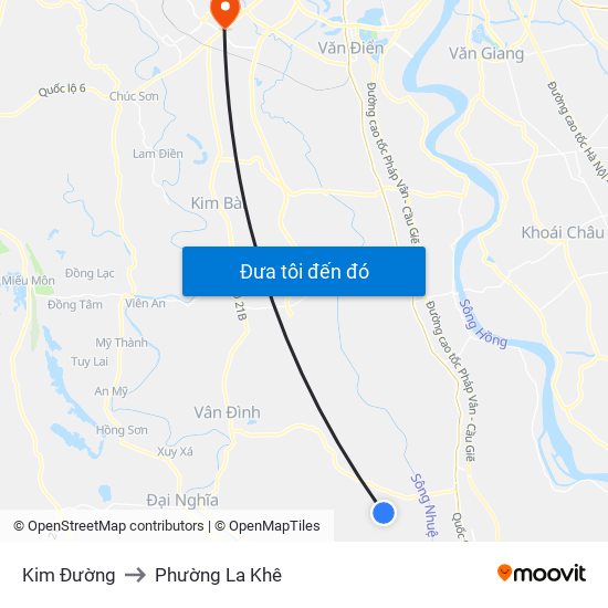 Kim Đường to Phường La Khê map