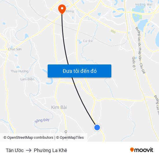 Tân Ước to Phường La Khê map