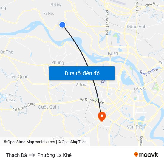 Thạch Đà to Phường La Khê map