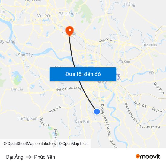 Đại Áng to Phúc Yên map