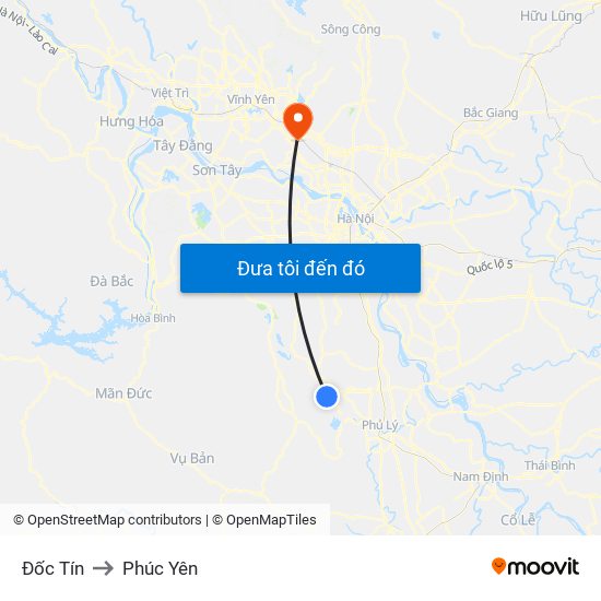 Đốc Tín to Phúc Yên map