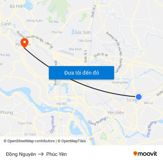 Đồng Nguyên to Phúc Yên map