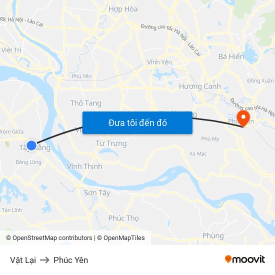 Vật Lại to Phúc Yên map