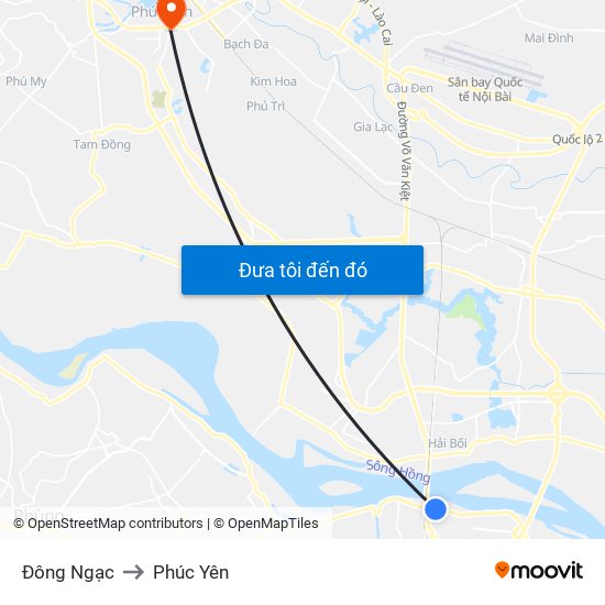 Đông Ngạc to Phúc Yên map