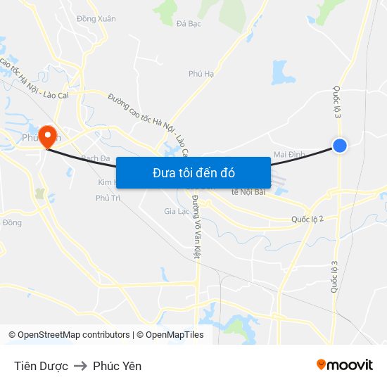 Tiên Dược to Phúc Yên map