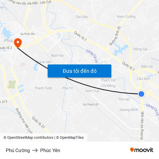 Phú Cường to Phúc Yên map