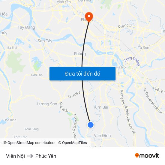 Viên Nội to Phúc Yên map