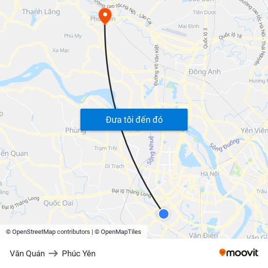 Văn Quán to Phúc Yên map