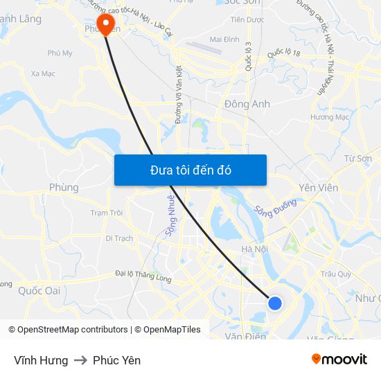 Vĩnh Hưng to Phúc Yên map