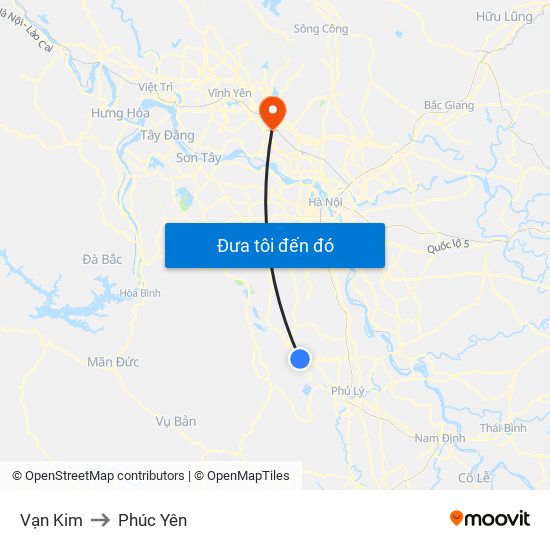 Vạn Kim to Phúc Yên map