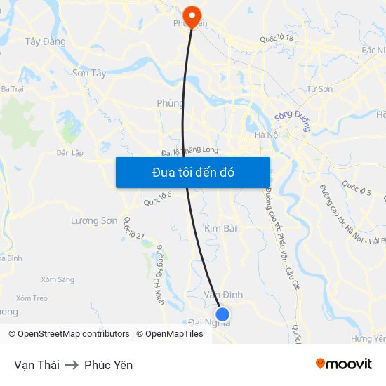 Vạn Thái to Phúc Yên map