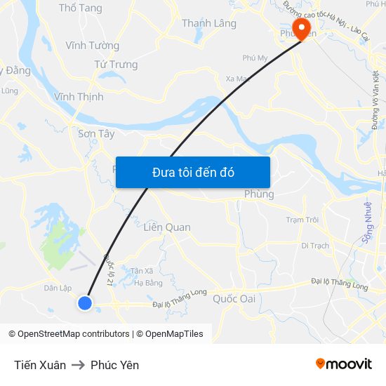 Tiến Xuân to Phúc Yên map