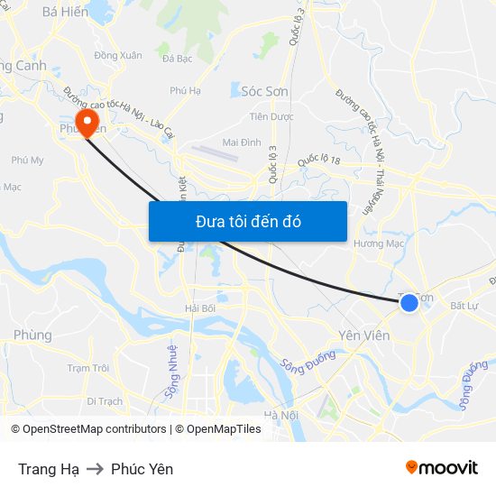 Trang Hạ to Phúc Yên map