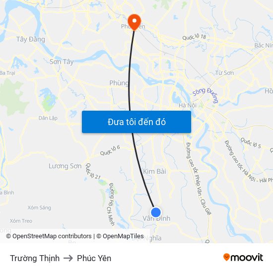 Trường Thịnh to Phúc Yên map