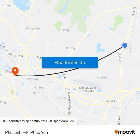 Phù Linh to Phúc Yên map