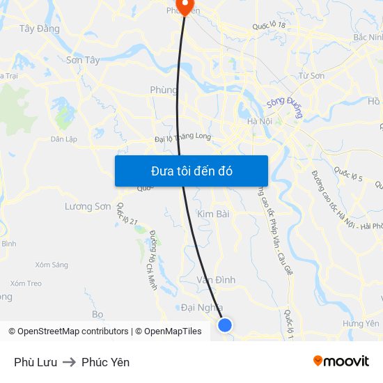 Phù Lưu to Phúc Yên map