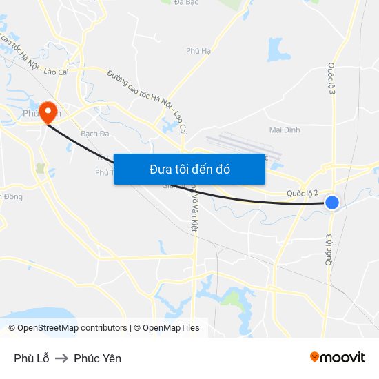Phù Lỗ to Phúc Yên map